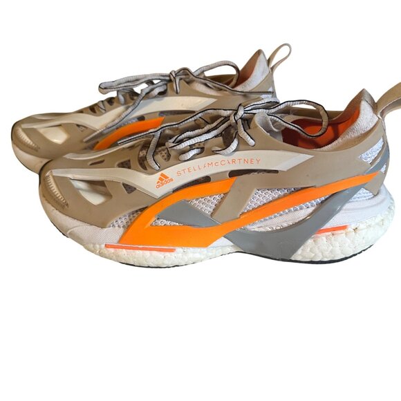Adidas solorglide Stella McCartney orange and white sneakers size 8 - Picture 1 of 6
